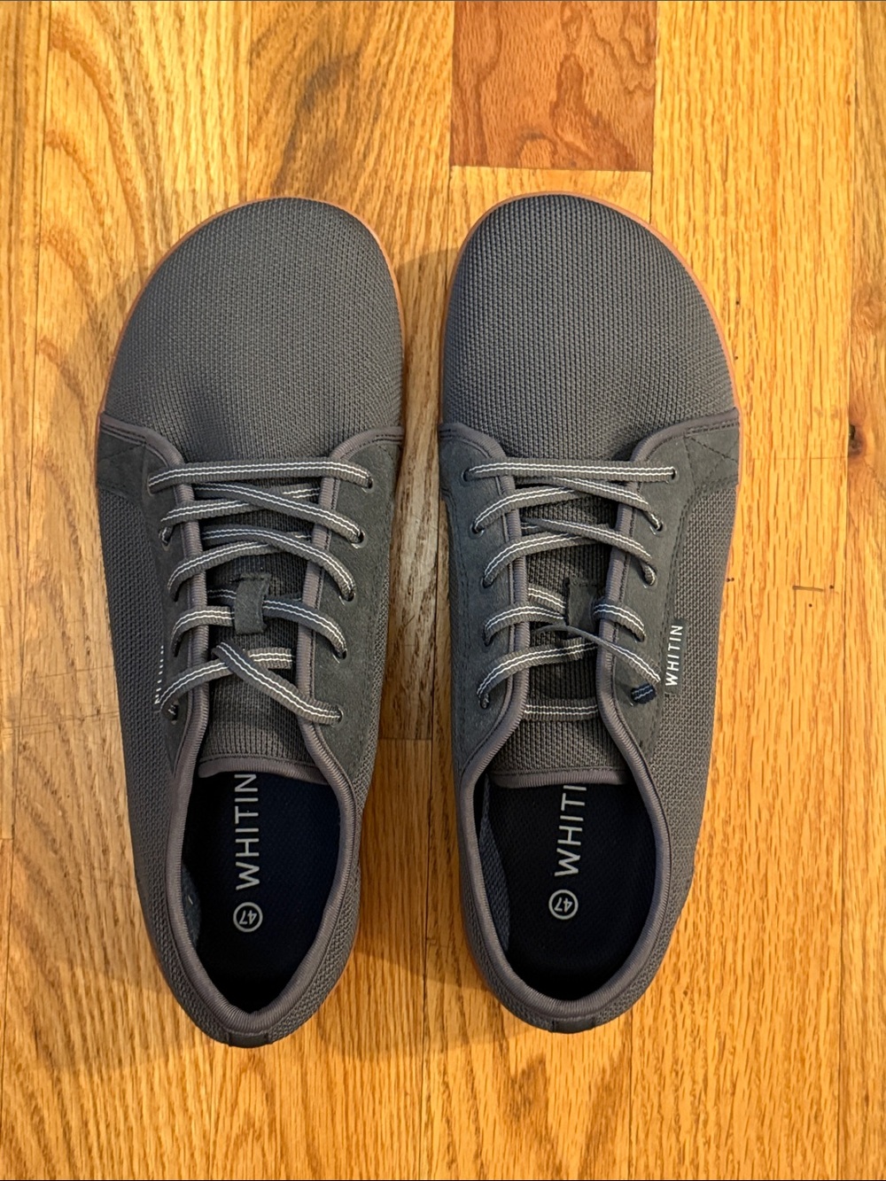 Whitin Men’s Gray Barefoot Wide Toe Mesh Lace Up Sneakers Athletic Shoes 47/US13 - Picture 2 of 6